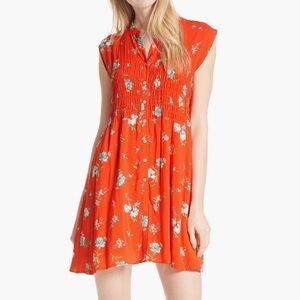 Free People Orange Floral Mini Dress